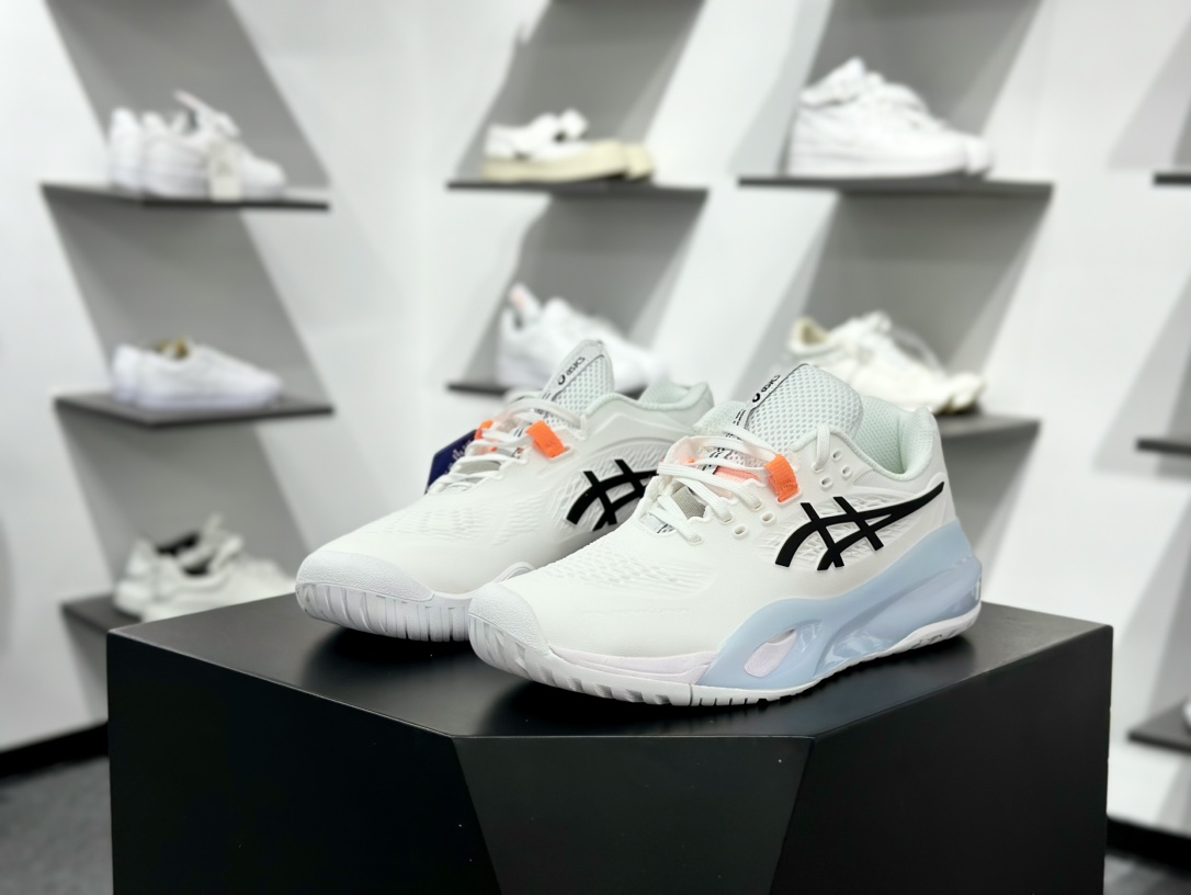 亚瑟士Asics Gel Resolution X 决心X系列低帮网球训练透气休闲运动跑步鞋“白黑冰蓝”1041A481-100