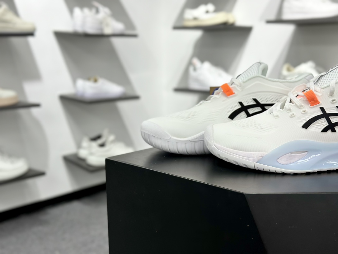 亚瑟士Asics Gel Resolution X 决心X系列低帮网球训练透气休闲运动跑步鞋“白黑冰蓝”1041A481-100