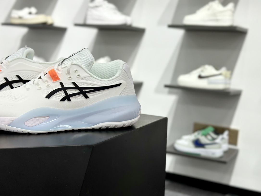 亚瑟士Asics Gel Resolution X 决心X系列低帮网球训练透气休闲运动跑步鞋“白黑冰蓝”1041A481-100