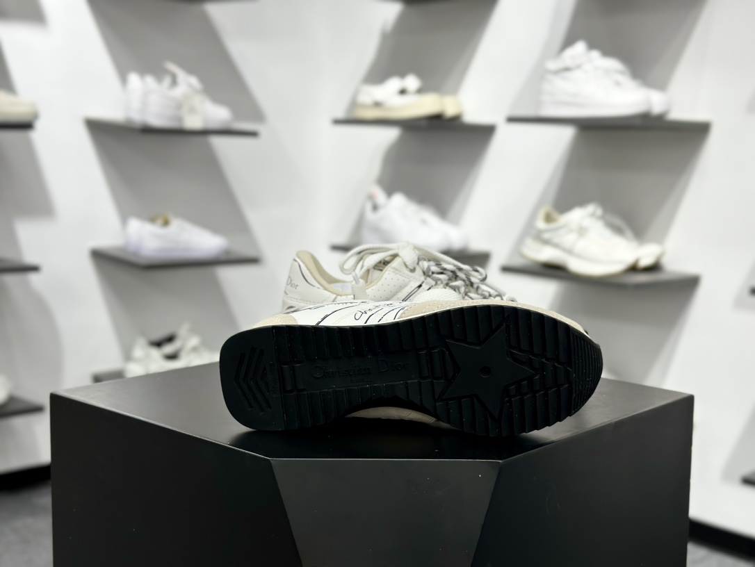 迪奥/ Dior D-Sketch Sneakers”Dior Paris”素描系列低帮板鞋“白灰黑素描”KCK427MPA_S10W