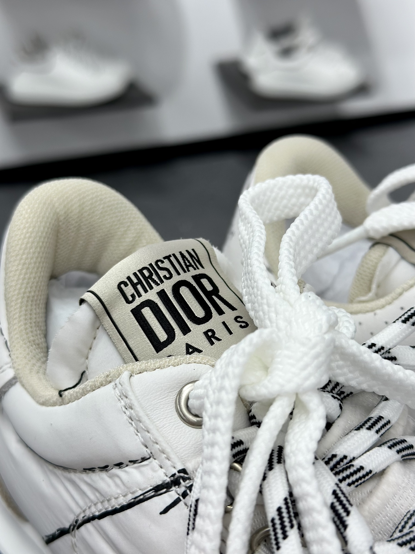 迪奥/ Dior D-Sketch Sneakers”Dior Paris”素描系列低帮板鞋“白灰黑素描”KCK427MPA_S10W