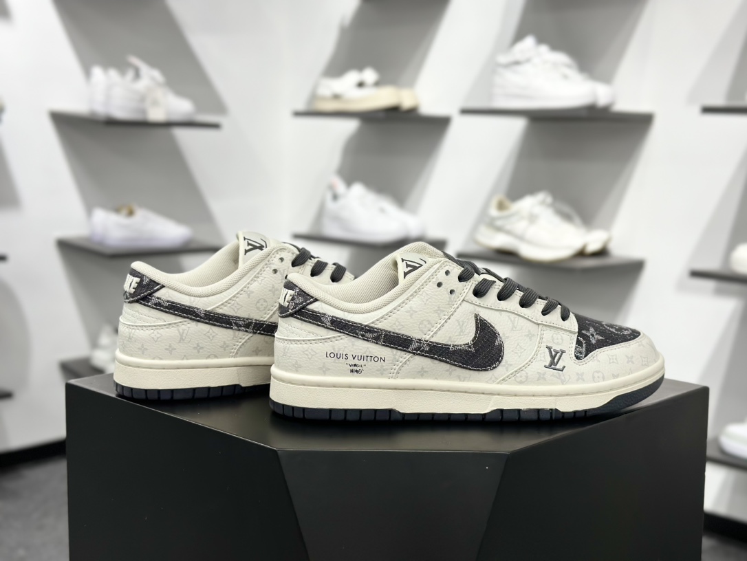 路易威登Louis Vuitton x Nike SB Dunk Low”LV Monogram”扣篮系列低帮滑板板鞋“酒红米白LV提花” SC9772-809
