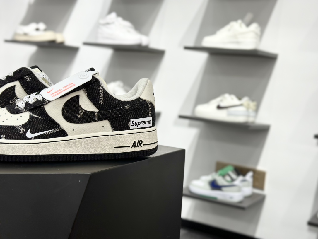 Nike Air Force 1‘07 Low Sup联名 黑牛仔小白勾 空军一号低帮休闲板鞋 LW9279-010