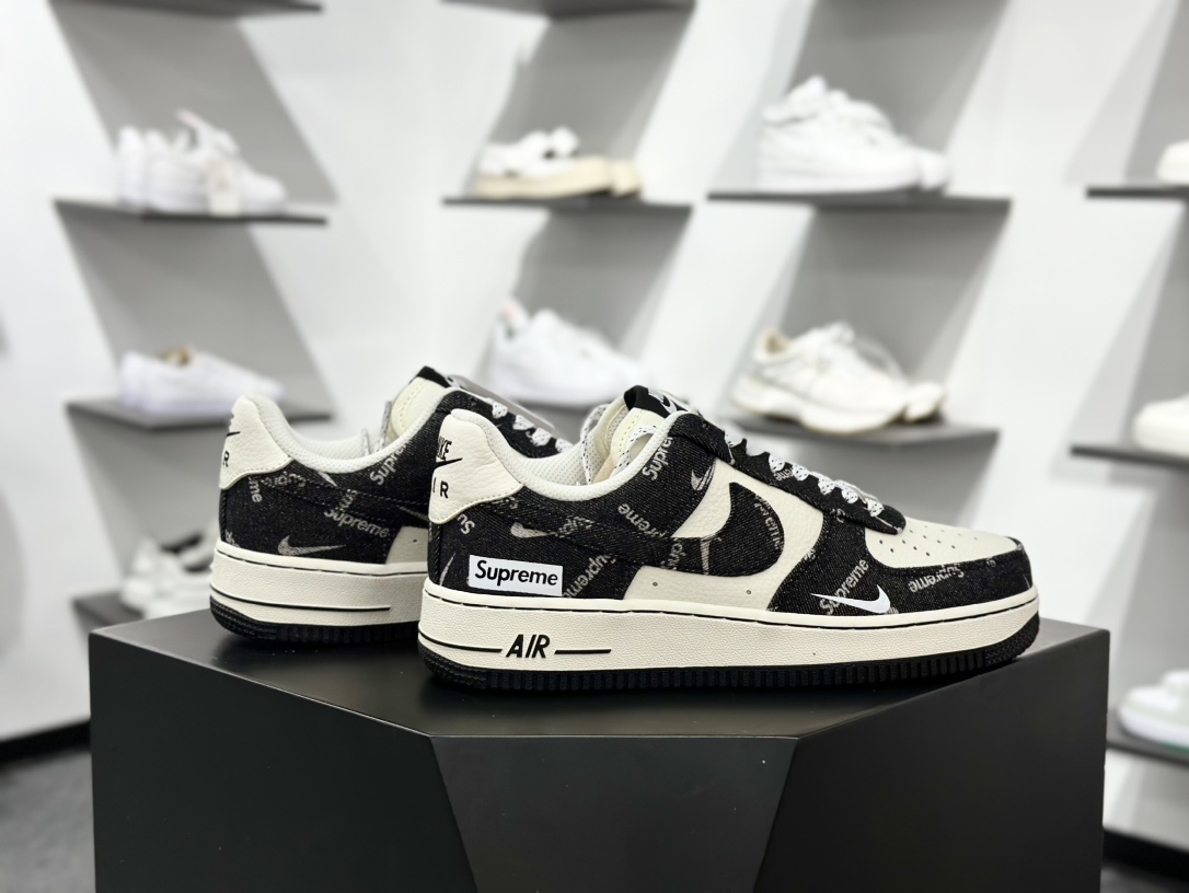 Nike Air Force 1‘07 Low Sup联名 黑牛仔小白勾 空军一号低帮休闲板鞋 LW9279-010