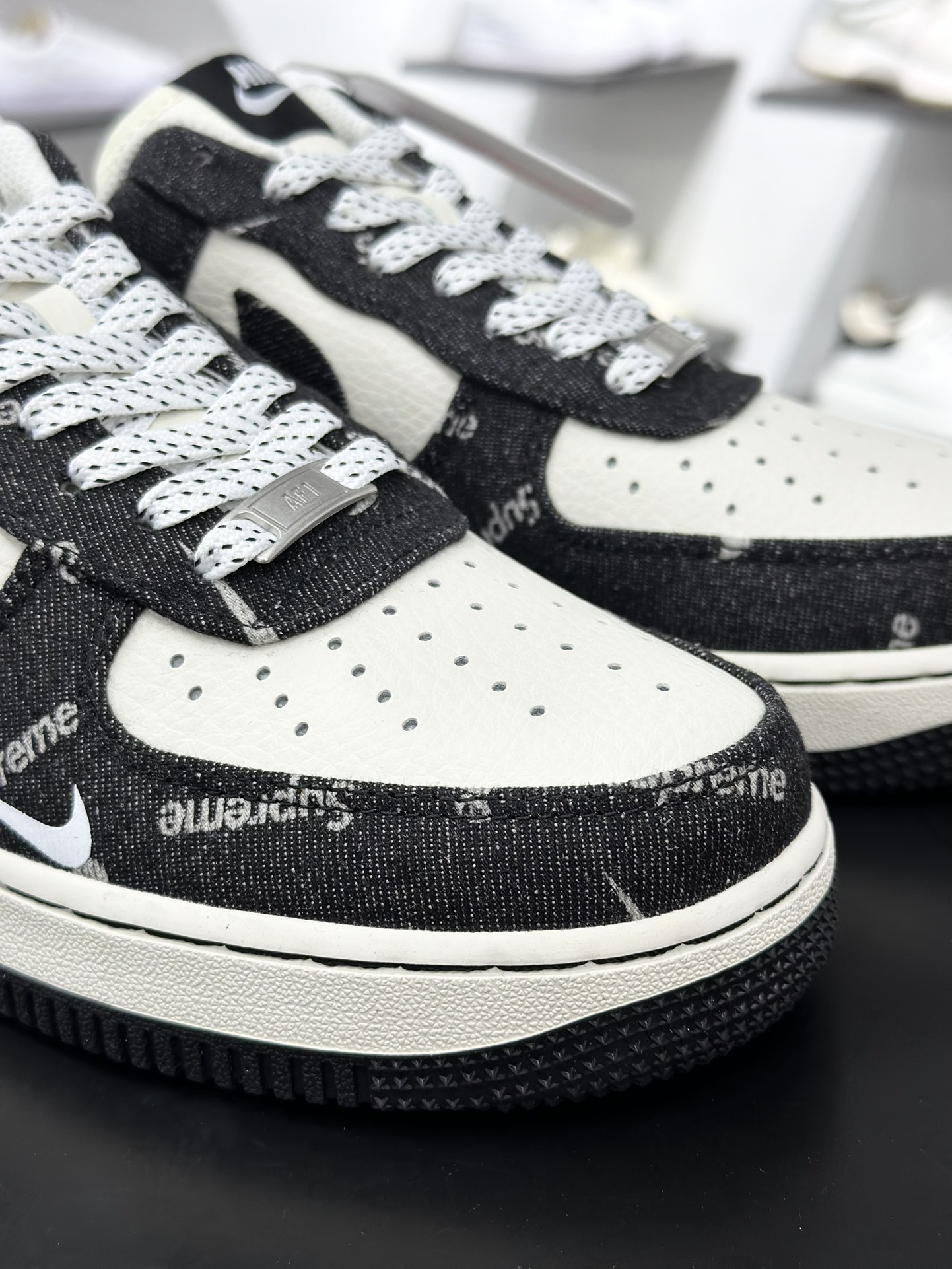 Nike Air Force 1‘07 Low Sup联名 黑牛仔小白勾 空军一号低帮休闲板鞋 LW9279-010