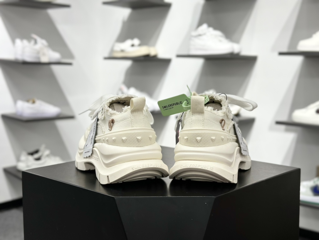 SMILEREPUBLIC SMILE QUEEN CLASSIC LOWS.SP 开口笑2.0系列松糕厚底增高低帮运动鞋“牛仔米白流苏须边” SR20240106001 SMILEREPUBLIC SMILE QUEEN CLASSIC LOWS.SP 开口笑2.0系列松糕厚底增高低帮运动鞋“牛仔米白流苏须边” SR20240106001