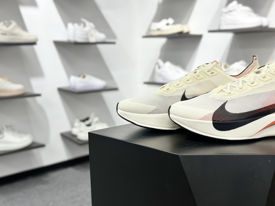 耐克Nike Zoomx Vaporfly Next% 4 ”Proto”空气飞行4代系列低帮跑步鞋“米白黑橙” HF6413-100