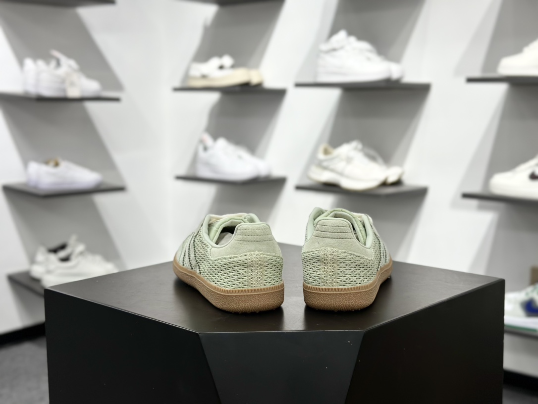 三叶草Adidas Originals Samba 桑巴舞系列绅士德训板鞋“网布抹茶绿生胶底” KK3529