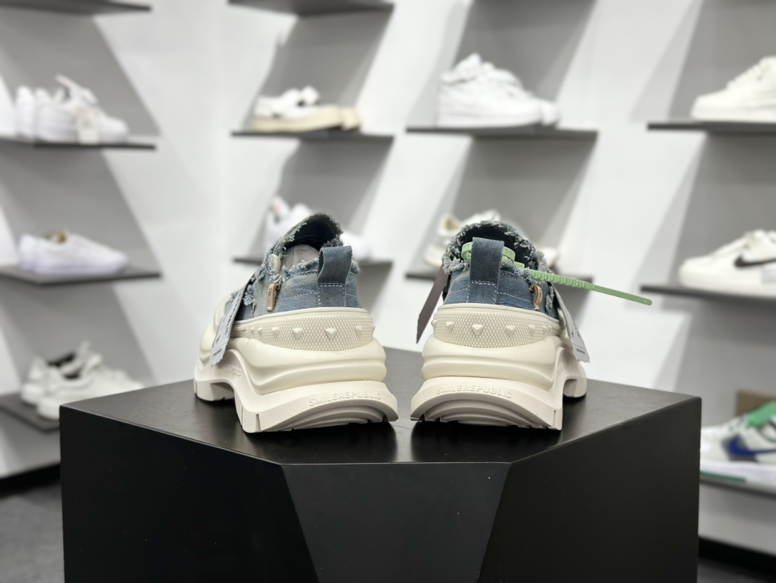 SMILEREPUBLIC SMILE QUEEN CLASSIC LOWS.SP 开口笑2.0系列松糕厚底增高低帮运动鞋“牛仔蓝流苏须边” SR25SS001