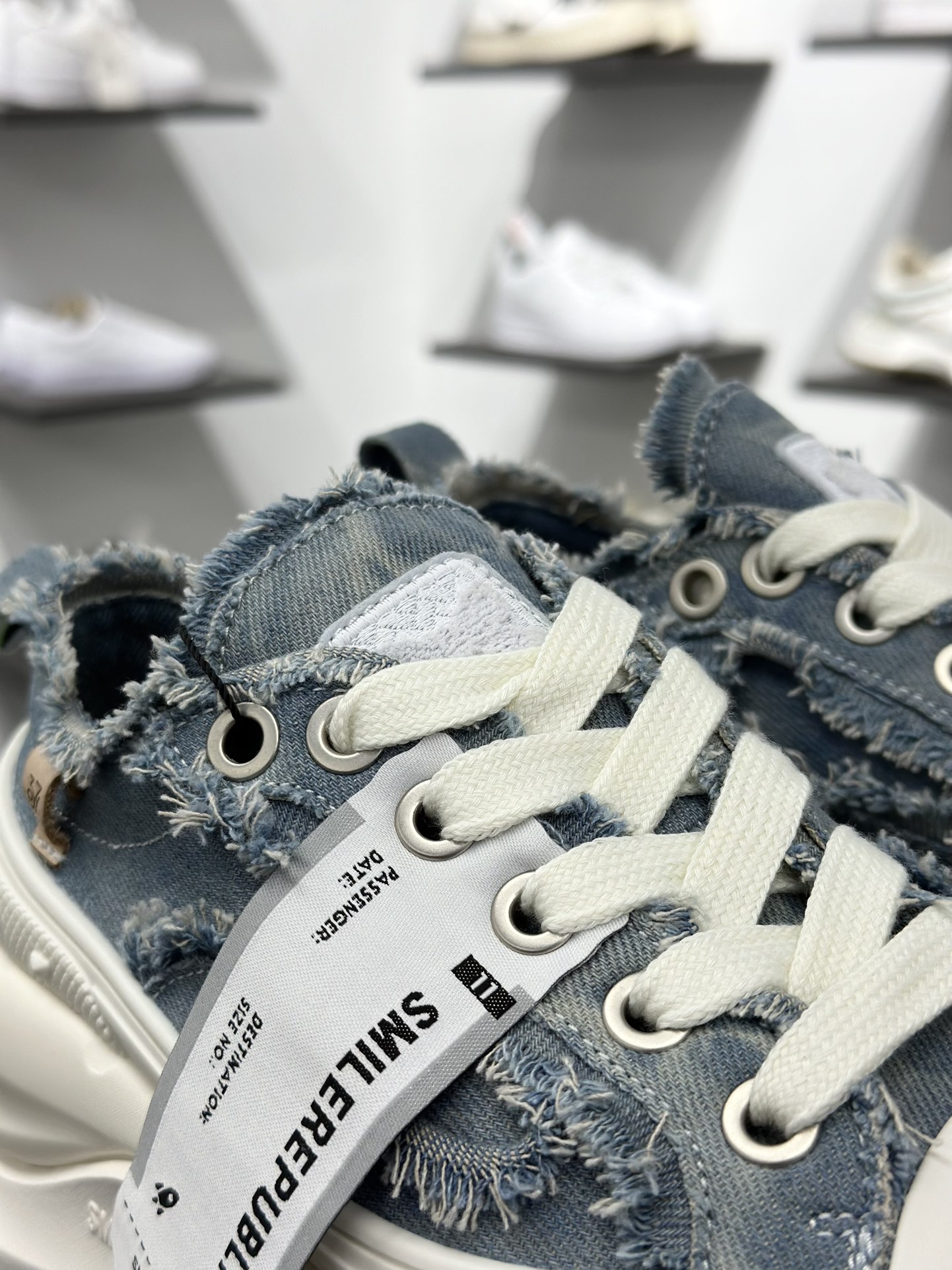 SMILEREPUBLIC SMILE QUEEN CLASSIC LOWS.SP 开口笑2.0系列松糕厚底增高低帮运动鞋“牛仔蓝流苏须边” SR25SS001