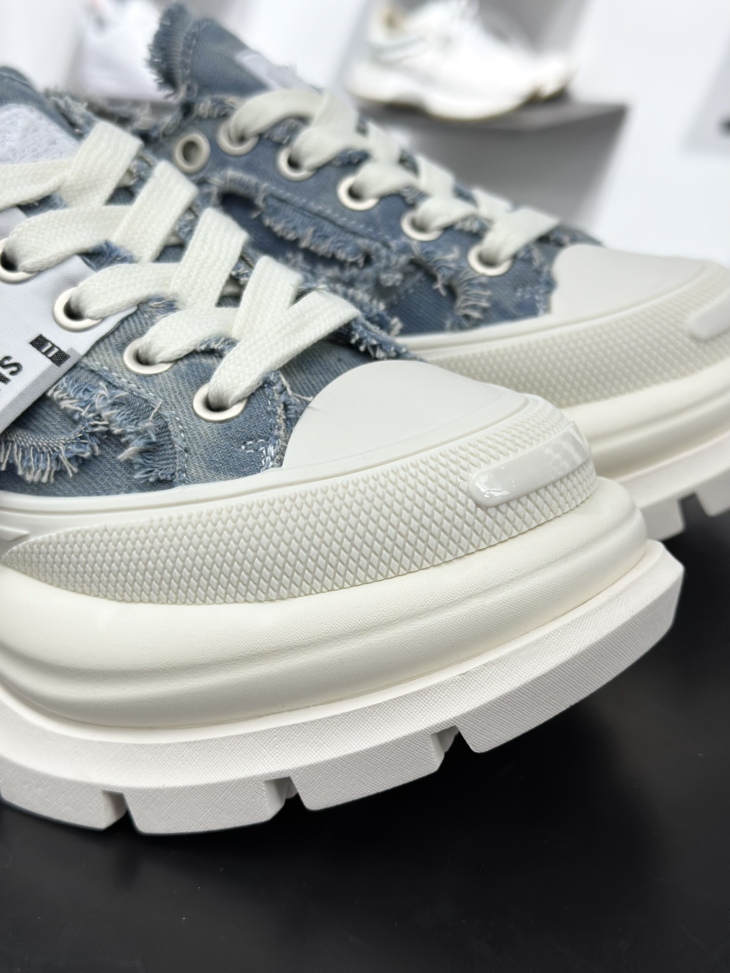 SMILEREPUBLIC SMILE QUEEN CLASSIC LOWS.SP 开口笑2.0系列松糕厚底增高低帮运动鞋“牛仔蓝流苏须边” SR25SS001