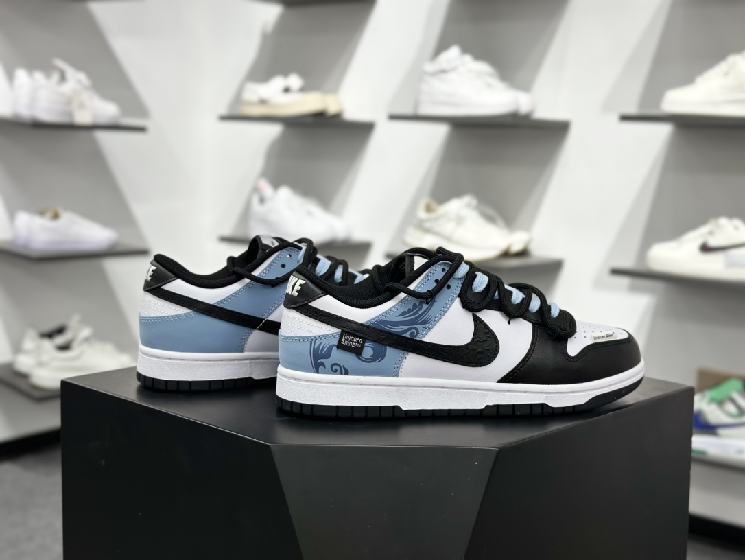 280 Nike SB Dunk Low 黑白蓝浮雕 解构抽绳鞋带 DD1503-101