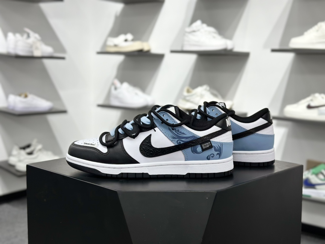 280 Nike SB Dunk Low 黑白蓝浮雕 解构抽绳鞋带 DD1503-101