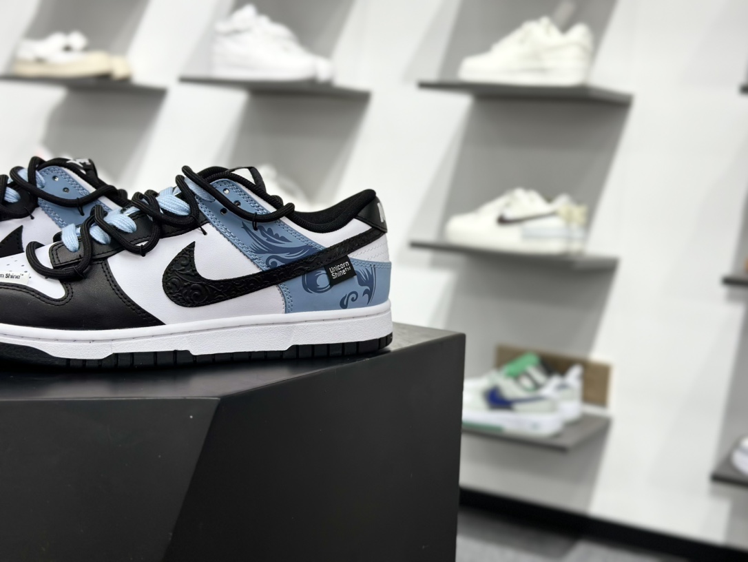 280 Nike SB Dunk Low 黑白蓝浮雕 解构抽绳鞋带 DD1503-101