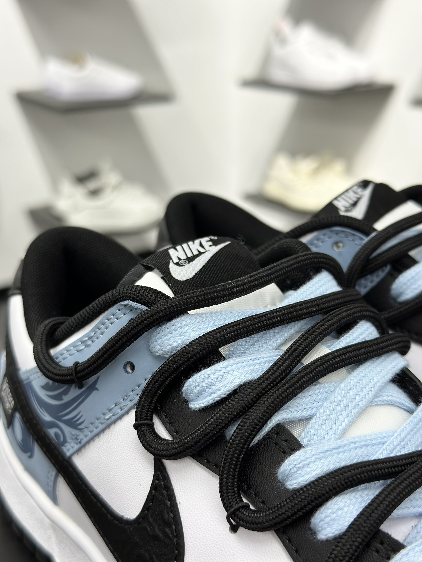 280 Nike SB Dunk Low 黑白蓝浮雕 解构抽绳鞋带 DD1503-101