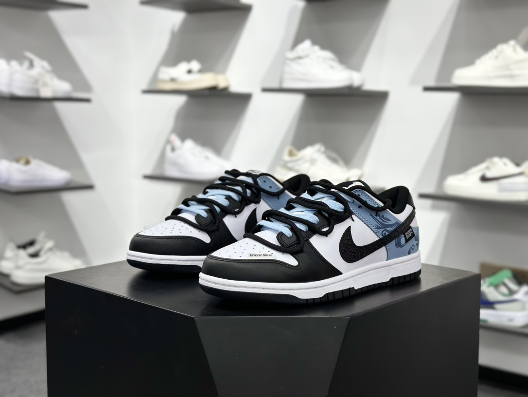 280 Nike SB Dunk Low 黑白蓝浮雕 解构抽绳鞋带 DD1503-101