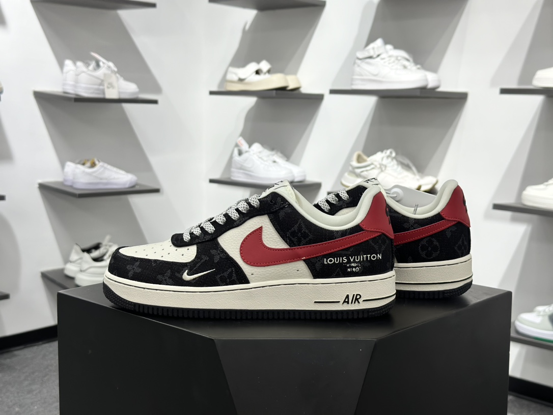 260 Nike Air Force 1‘07 Low LV联名 白红黑牛仔 空军一号低帮休闲板鞋 ZD1988-002