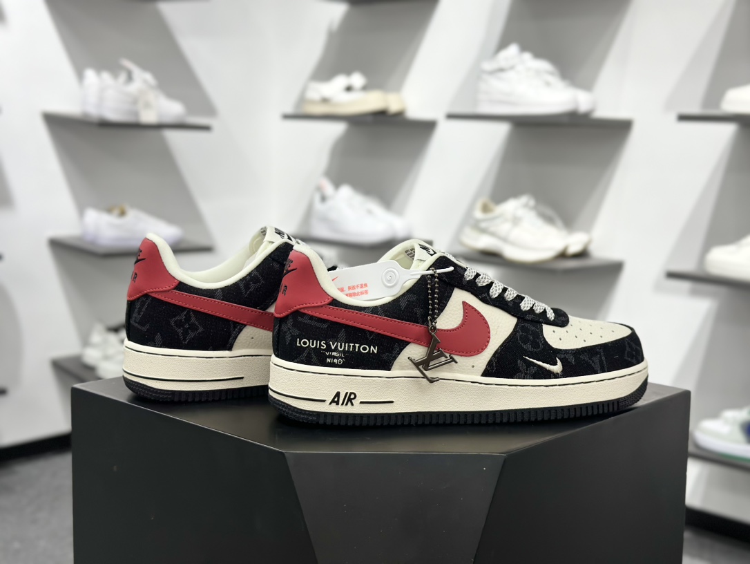 260 Nike Air Force 1‘07 Low LV联名 白红黑牛仔 空军一号低帮休闲板鞋 ZD1988-002