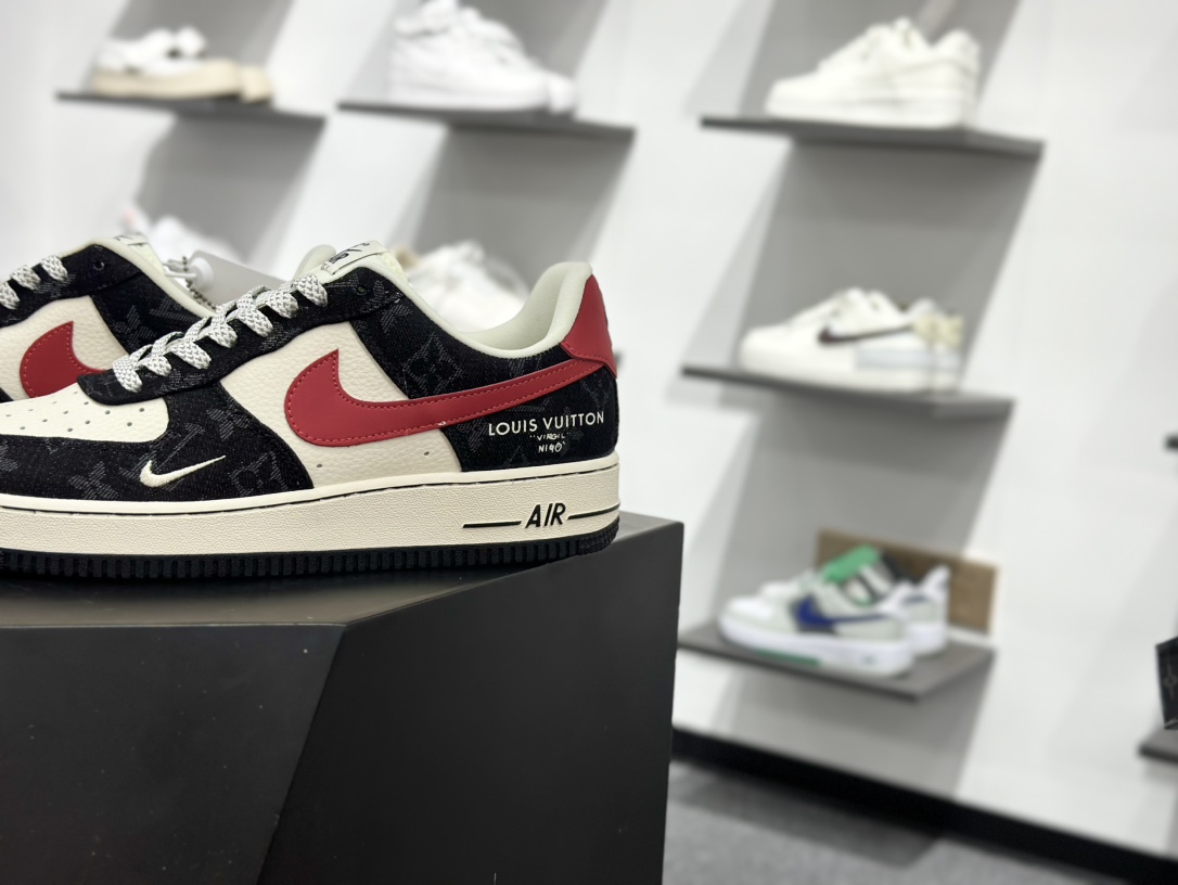260 Nike Air Force 1‘07 Low LV联名 白红黑牛仔 空军一号低帮休闲板鞋 ZD1988-002