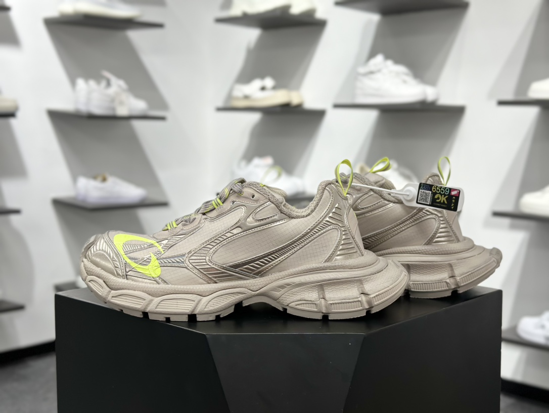 360 Balenciaga巴黎世家 3XL 泥色格子布 皮料水洗做旧 734734 W3XL2 1128