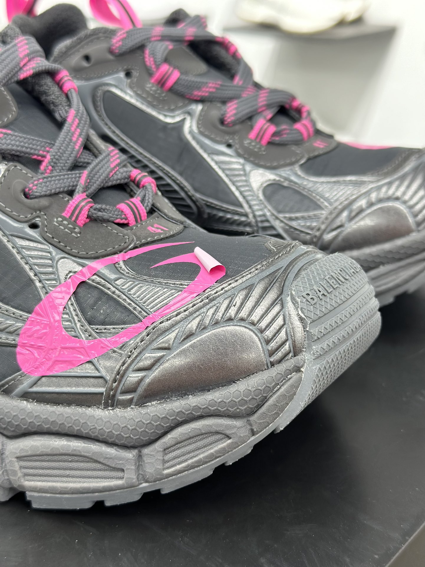 360 Balenciaga巴黎世家 3XL 泥色格子布 皮料水洗做旧 734734 W3XL5 1325