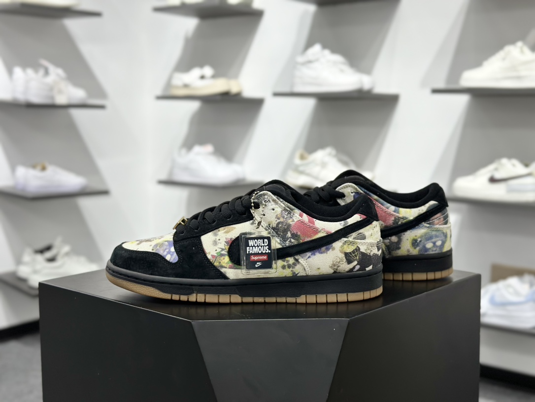 360 纯原 Supreme x NK SB Dunk Low ” Rammellzee ” 黑彩 联名款低帮休闲板鞋  FD8778-001