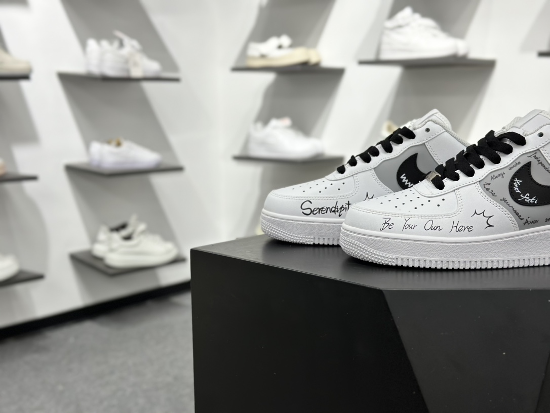 260 Nike Air Force 1 Low 07 狂想 逐梦 手绘 涂鸦 白黑  ZH0316-087