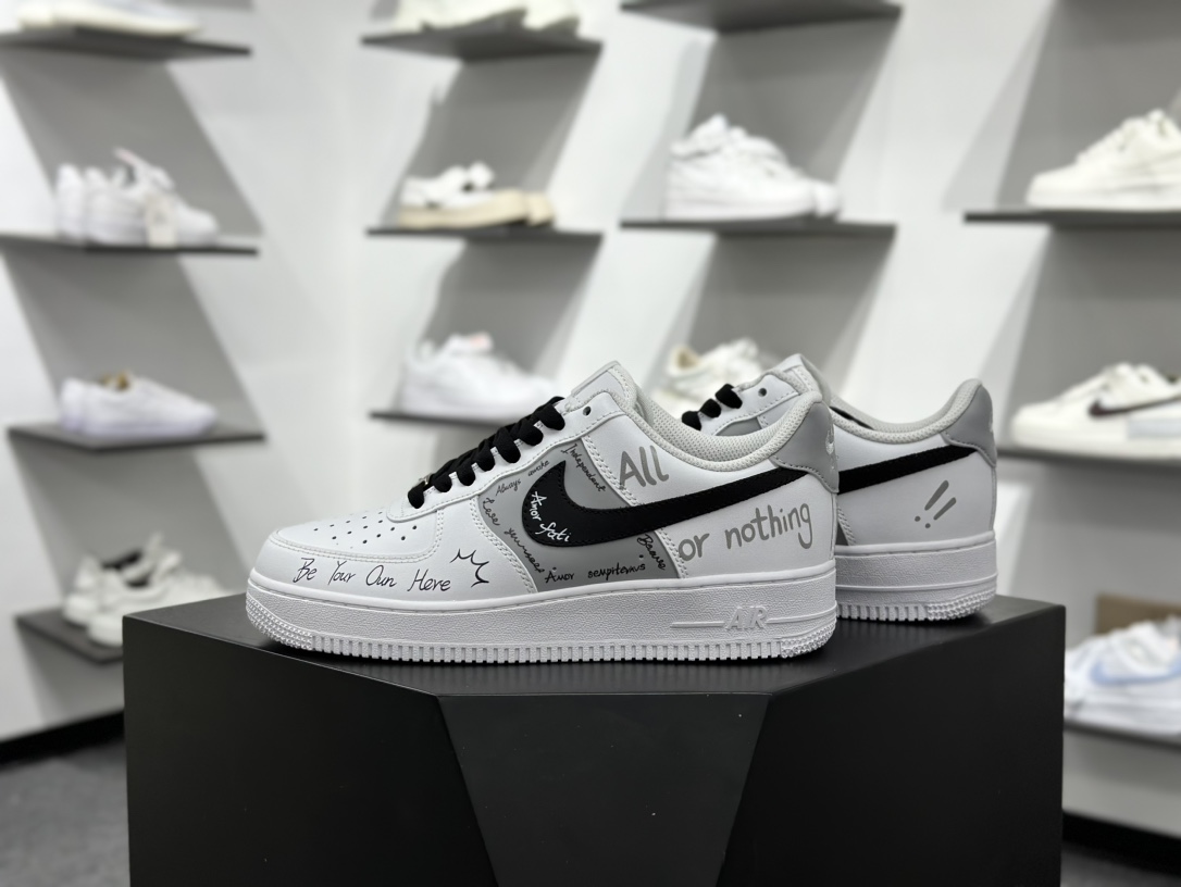 260 Nike Air Force 1 Low 07 狂想 逐梦 手绘 涂鸦 白黑  ZH0316-087