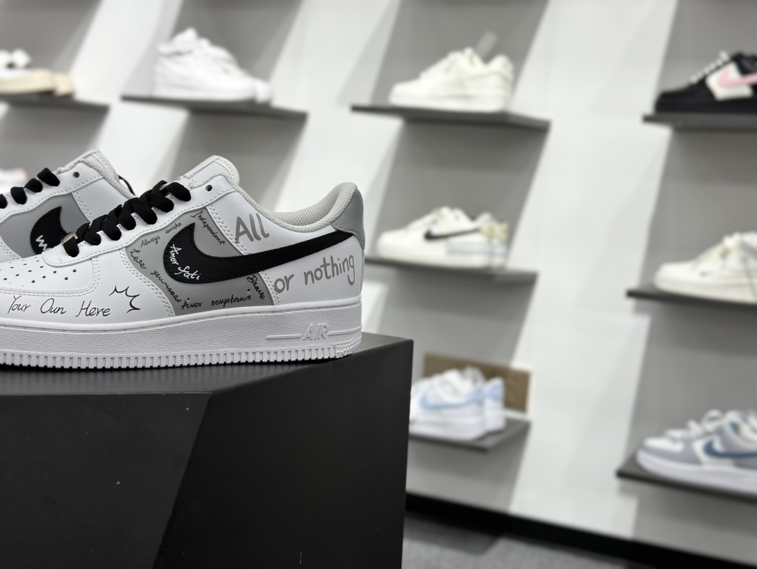 260 Nike Air Force 1 Low 07 狂想 逐梦 手绘 涂鸦 白黑  ZH0316-087
