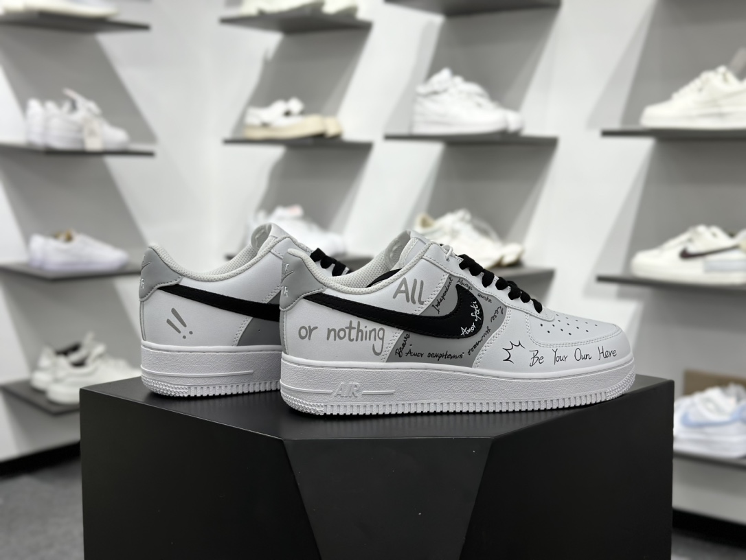 260 Nike Air Force 1 Low 07 狂想 逐梦 手绘 涂鸦 白黑  ZH0316-087