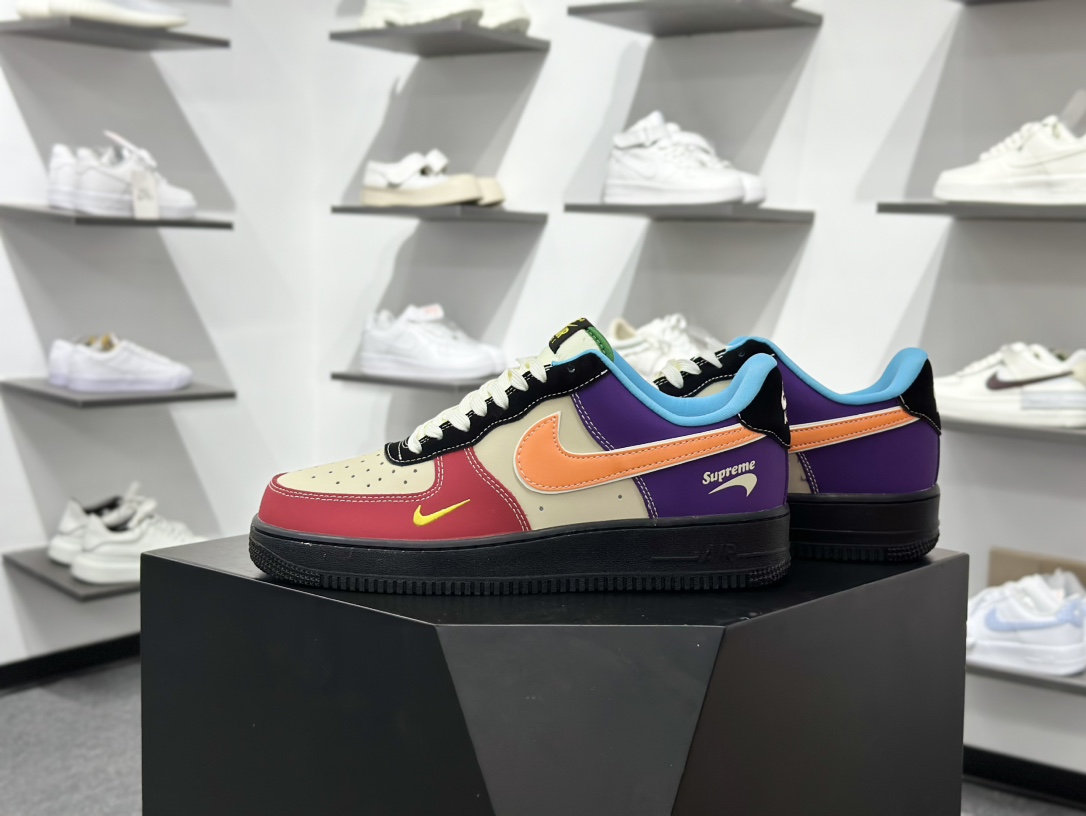 260 Nike Air Force 1‘07 Low Supreme联名 红黄紫 空军一号低帮休闲板鞋 KB1688-004-Chinese UA Cheap High Quatity Brand Clothes Bags handbags Sneakers wholesale wholesaler seller from China Factory suppliers Fashion Clothing Shoes best Quality Beautiful Price 260 Nike Air Force 1‘07 Low Supreme联名 红黄紫 空军一号低帮休闲板鞋 KB1688-004