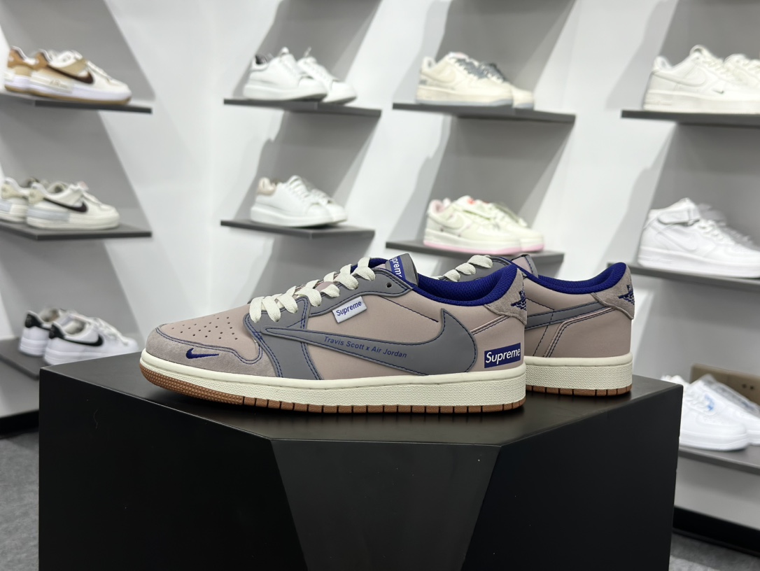 Travis Scott x Fragment Design x Jordan Air Jordan 1 Low SP “Supreme联名-灰棕蓝猪八” XD1568-102