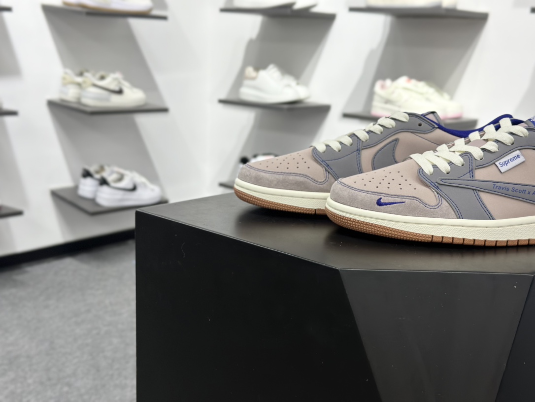 Travis Scott x Fragment Design x Jordan Air Jordan 1 Low SP “Supreme联名-灰棕蓝猪八” XD1568-102