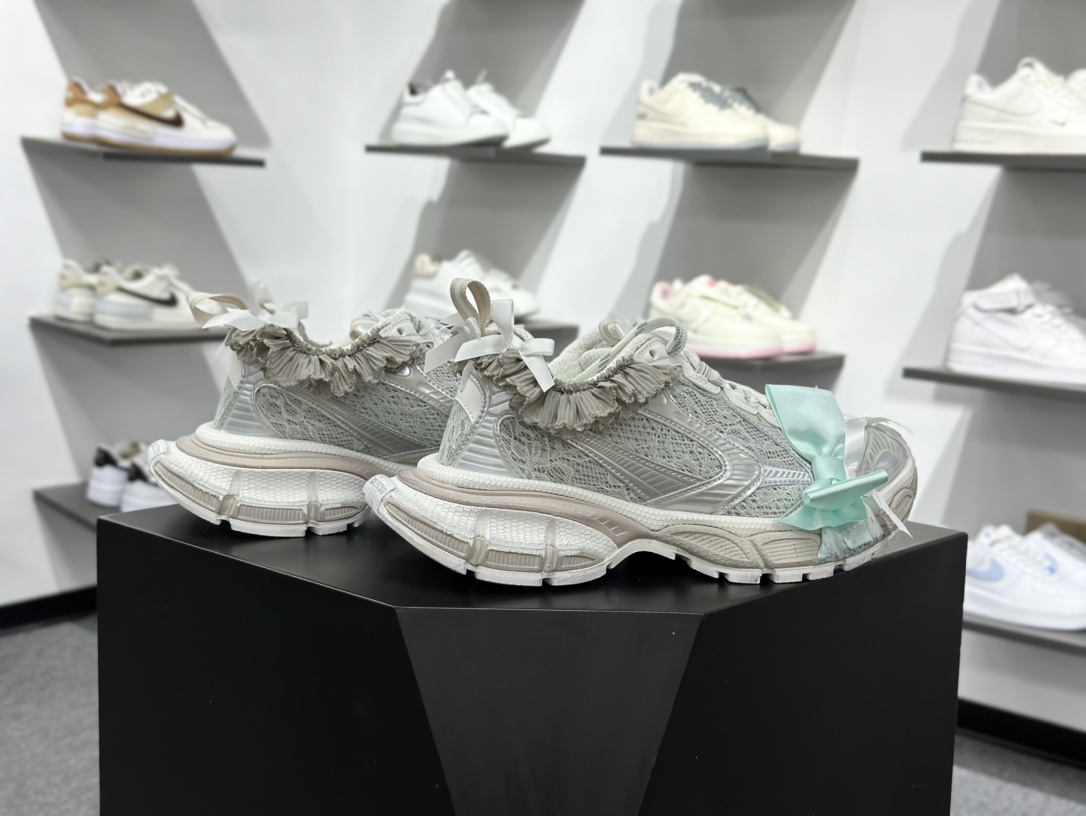 460 Balenciaga 3XL Denim 官方同步 巴黎世家十代 新款蕾丝白银绿 潮流跑鞋 832994 WTSAX 0210