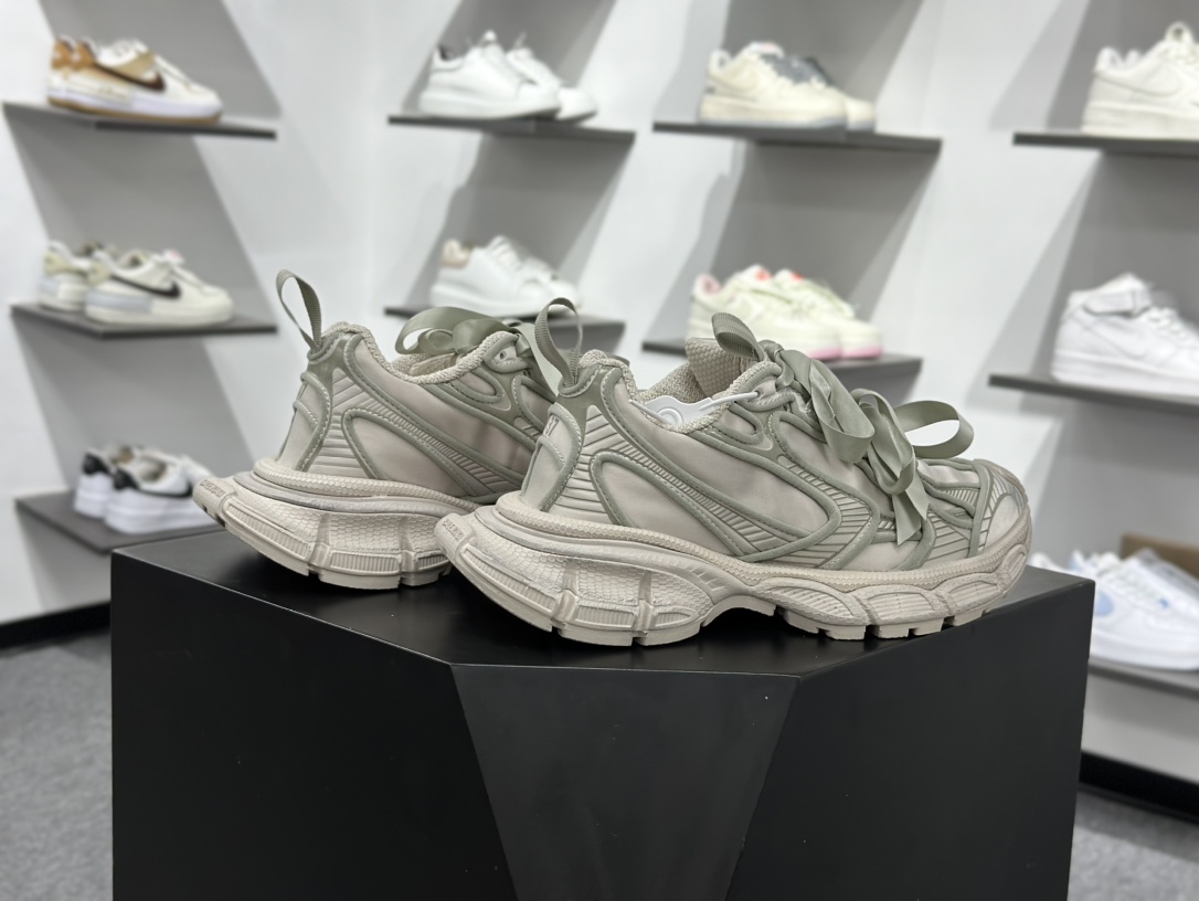 BALENCIAGA 3XL DENIM 系列巴黎世家10代 折边蝴蝶结 低帮复古阔型底姥爹风潮流百搭休闲慢跑鞋 734731 W3XSB 9200