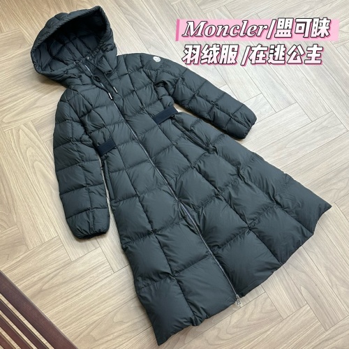 Moncler Women's Long Down Puffer Coat with Hood - Stylish & Slim Fit 1 Moncler Women's Long Down Puffer Coat with Hood - Stylish & Slim Fit