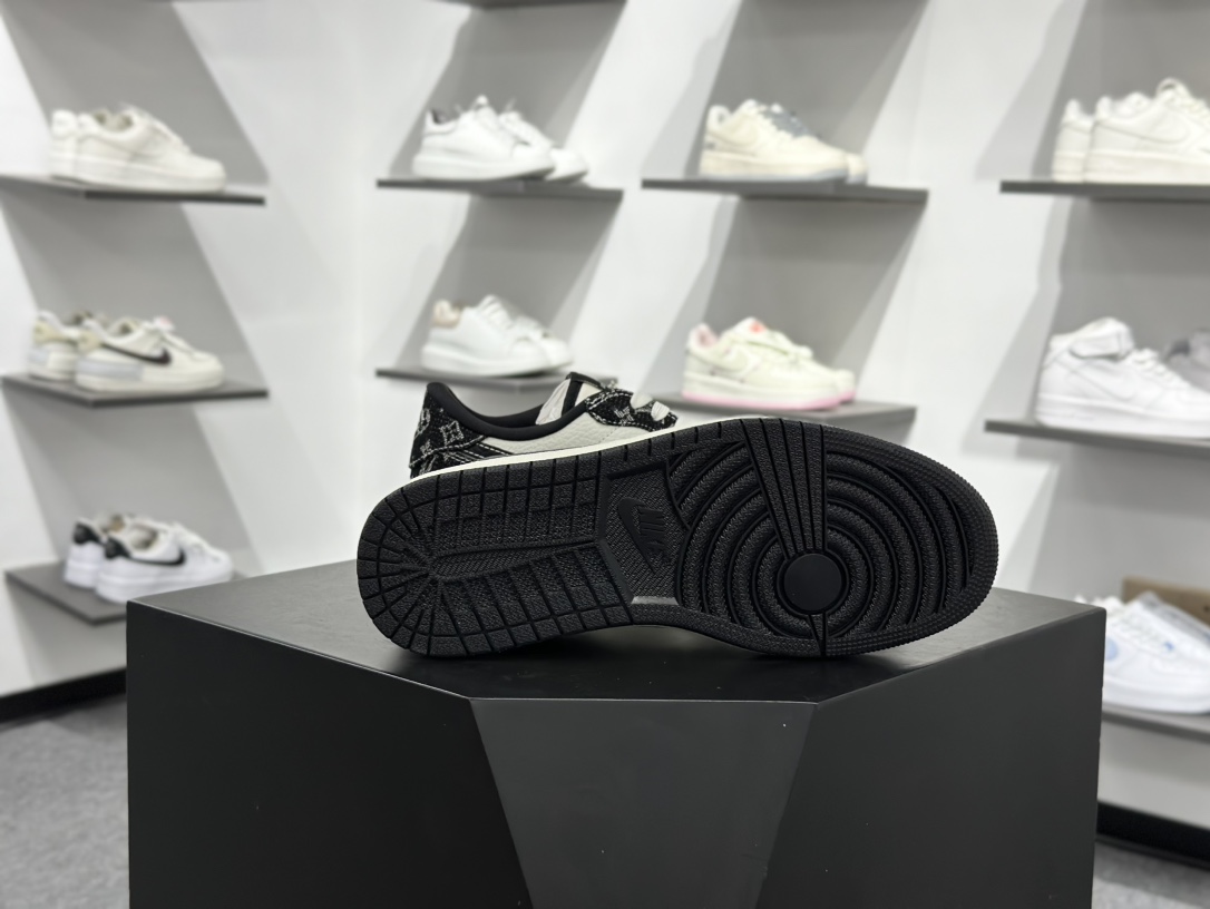 280 Travis Scott x Fragment Design x Air Jordan 1 Low SP AJ1 乔1 LV联名 白黑牛仔 低帮文化休闲板鞋 SC0601-058
