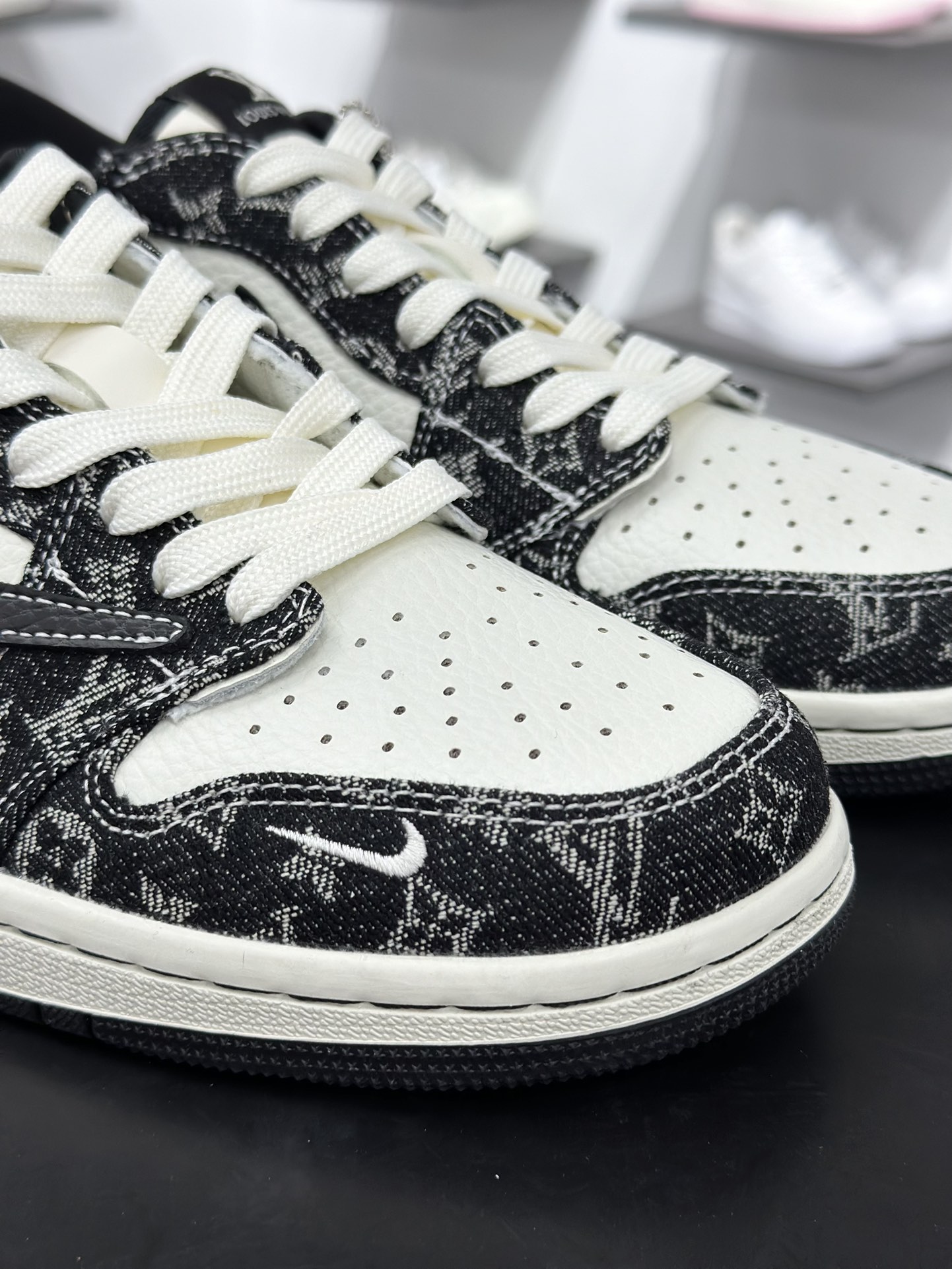 280 Travis Scott x Fragment Design x Air Jordan 1 Low SP AJ1 乔1 LV联名 白黑牛仔 低帮文化休闲板鞋 SC0601-058