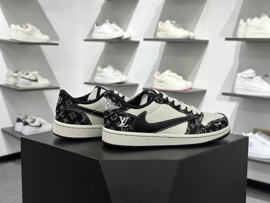 280 Travis Scott x Fragment Design x Air Jordan 1 Low SP AJ1 乔1 LV联名 白黑牛仔 低帮文化休闲板鞋 SC0601-058