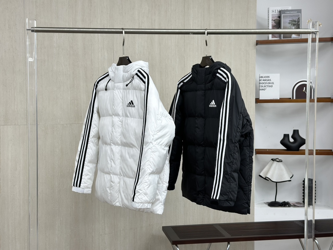 Adidas Three-Stripe Hooded Puffer Jacket - Polyester, Down Cotton Blend 2 i1759993712 2210 0