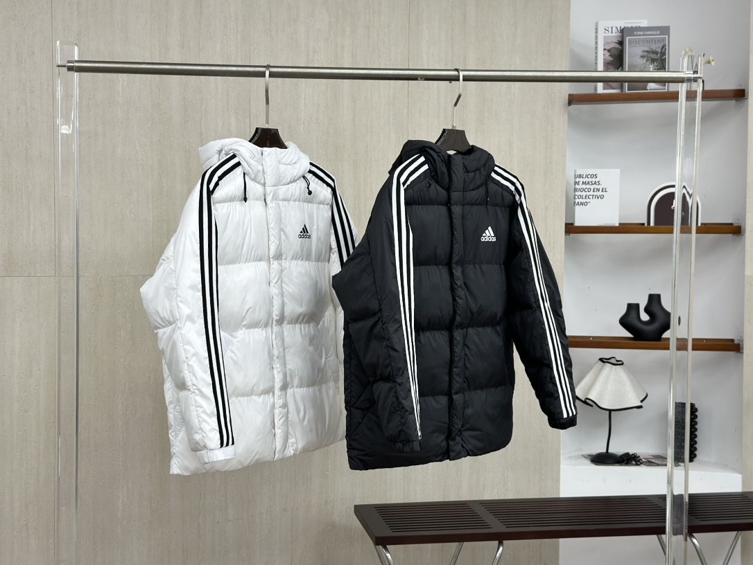 Adidas Three-Stripe Hooded Puffer Jacket - Polyester, Down Cotton Blend 3 i1759993712 8572 1