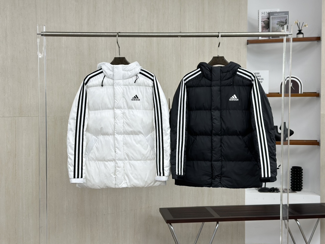 Adidas Three-Stripe Hooded Puffer Jacket - Polyester, Down Cotton Blend 1 i1759993712 8839 2