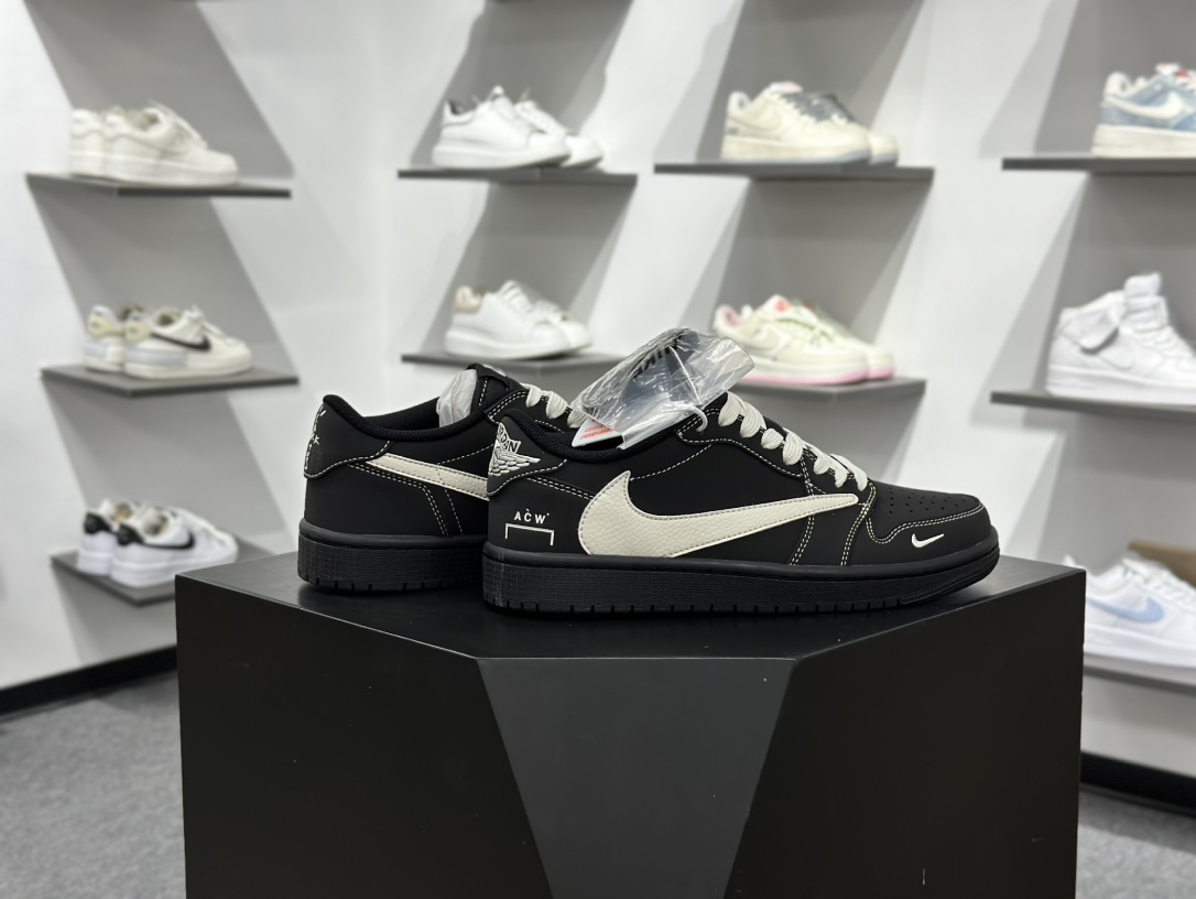 Travis Scott x Nike Air Jordan 1 Low x ACW Air Jordan 1 Low 反转黑白小勾倒钩纯原版本 AC1808-191