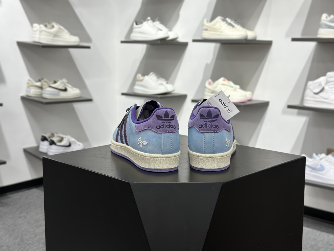 阿迪达斯/三叶草Adidas Originals Super II 经典贝壳头系列低帮百搭休闲运动板鞋“皮革天蓝紫” KI3533