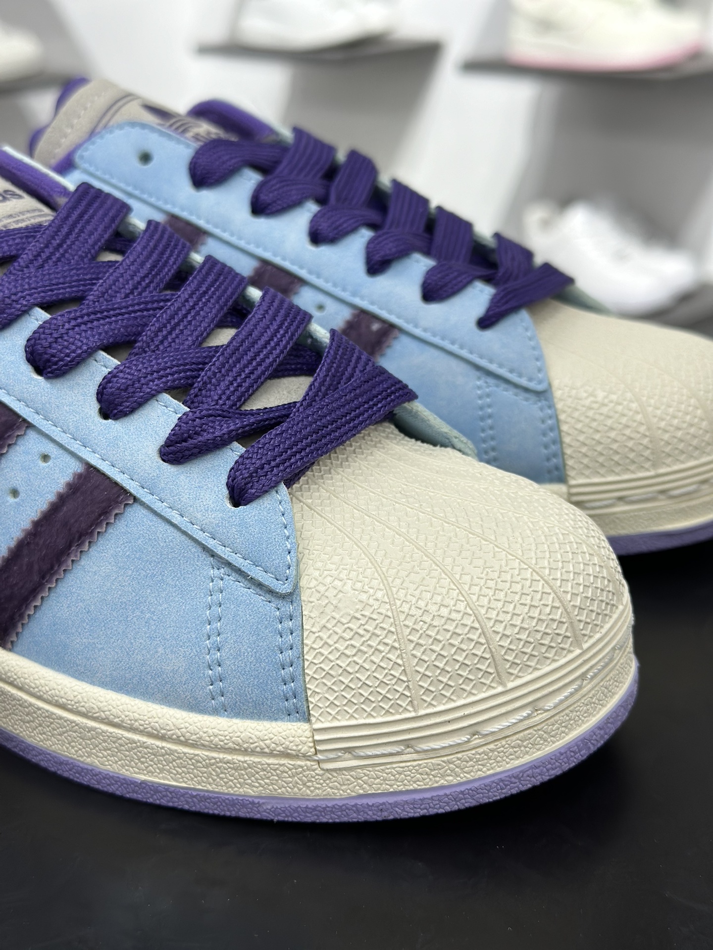 阿迪达斯/三叶草Adidas Originals Super II 经典贝壳头系列低帮百搭休闲运动板鞋“皮革天蓝紫” KI3533