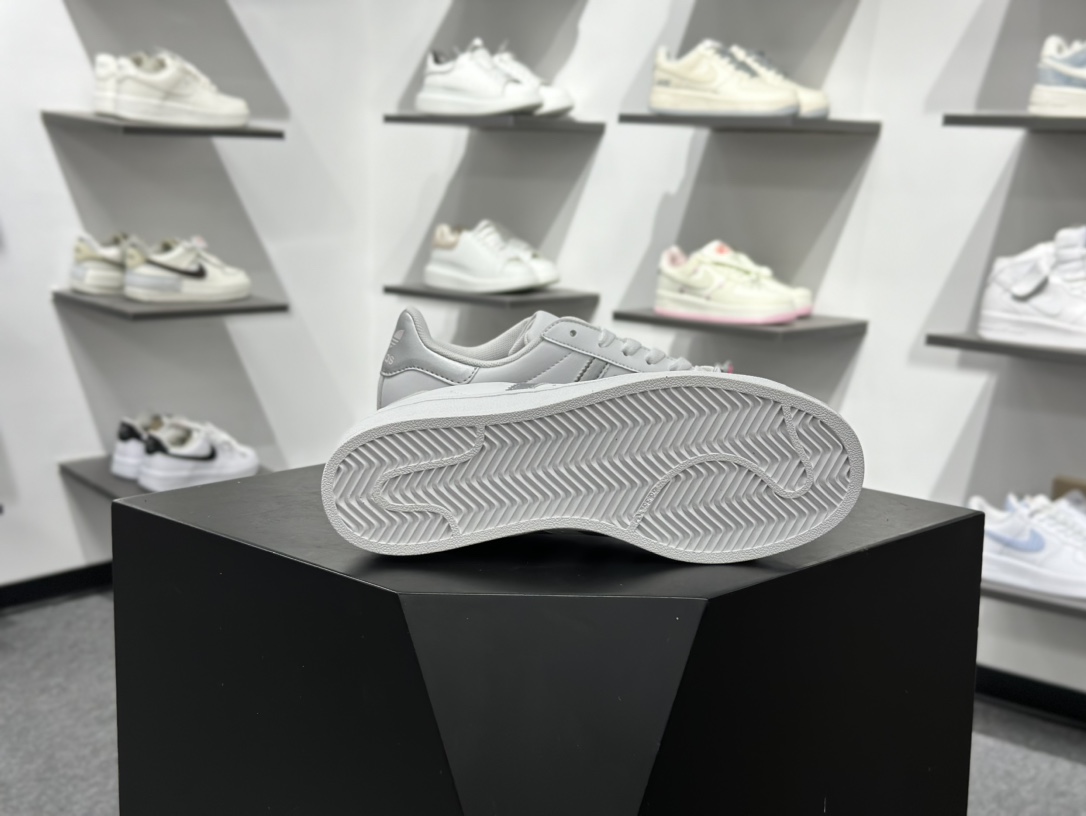 140 阿迪达斯/三叶草Adidas Originals Super II 白银 经典贝壳头 古着系列低帮百搭休闲运动板鞋 JQ8777