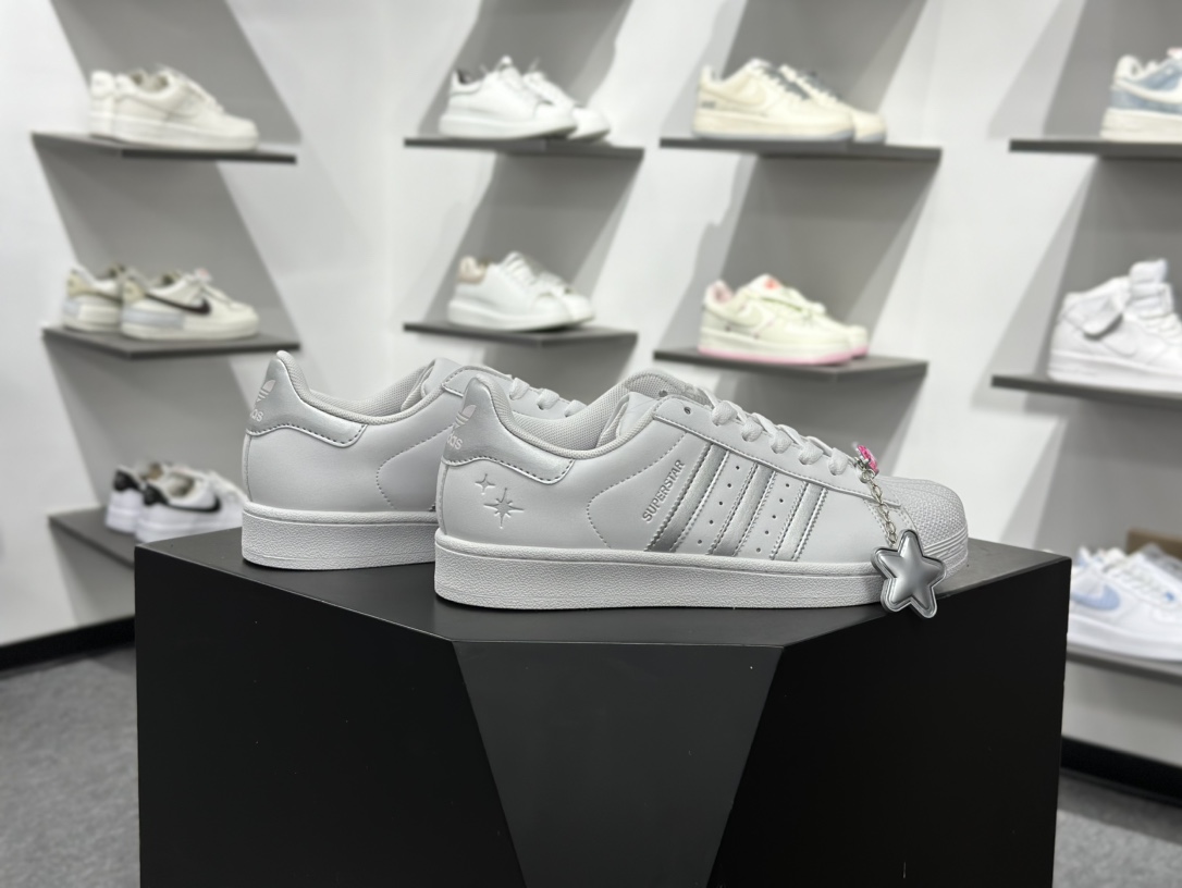 140 阿迪达斯/三叶草Adidas Originals Super II 白银 经典贝壳头 古着系列低帮百搭休闲运动板鞋 JQ8777