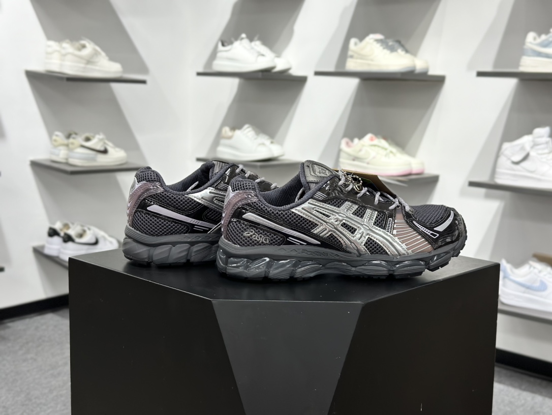 200 kith x Asics Gel-Kayano 12.1 黑银 联名亚瑟士百搭休闲运动慢跑鞋 1203A930-020