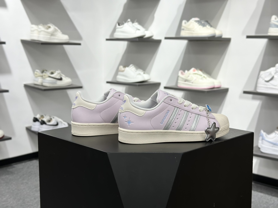140 阿迪达斯/三叶草Adidas Originals Super II 浅紫 经典贝壳头 古着系列低帮百搭休闲运动板鞋 JQ8776