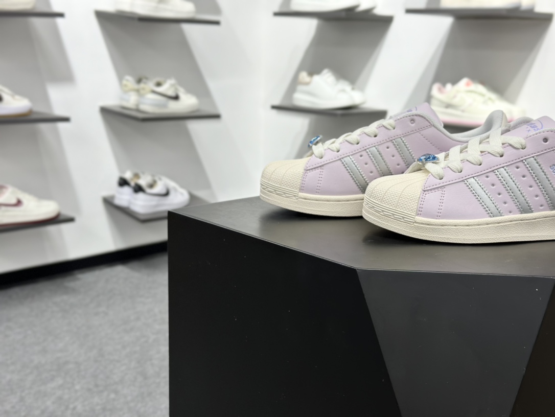 140 阿迪达斯/三叶草Adidas Originals Super II 浅紫 经典贝壳头 古着系列低帮百搭休闲运动板鞋 JQ8776